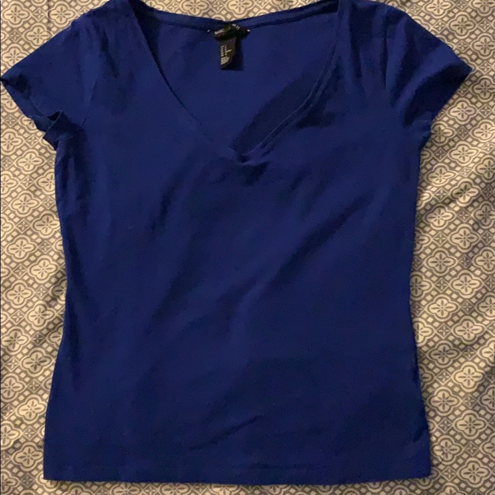 Royal blue V neck tee
